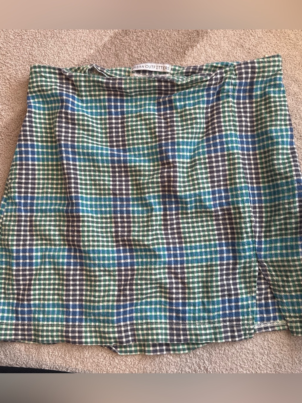 Urban Outfitters Green & Blue & Purple Plaid Mini Skirt